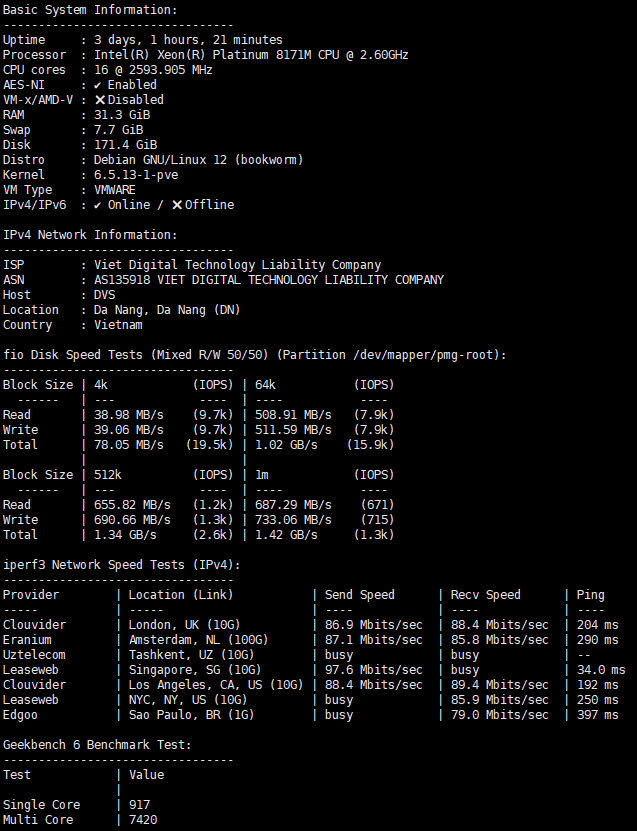 kiem tra toc do VPS Linux 2